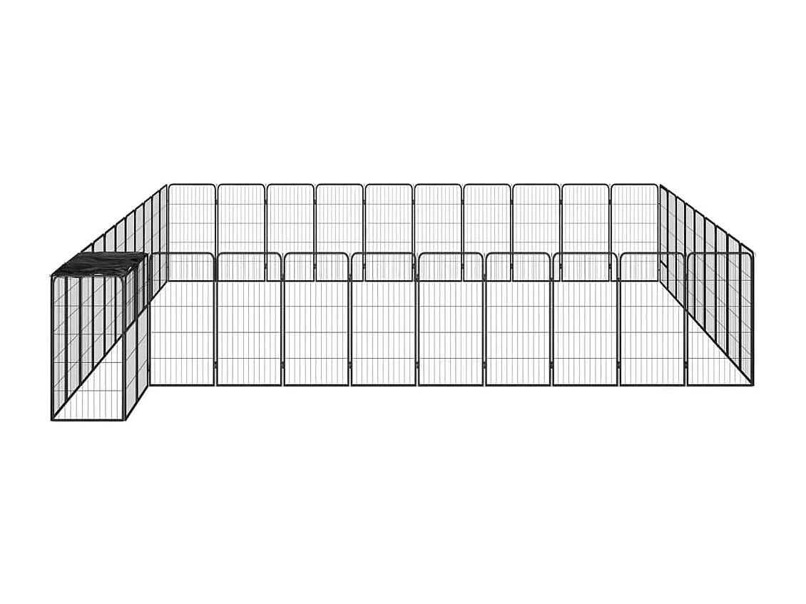 Cercadinho para cães 42 painéis 50 x 100 cm aço revestido a pó preto 02_0043644