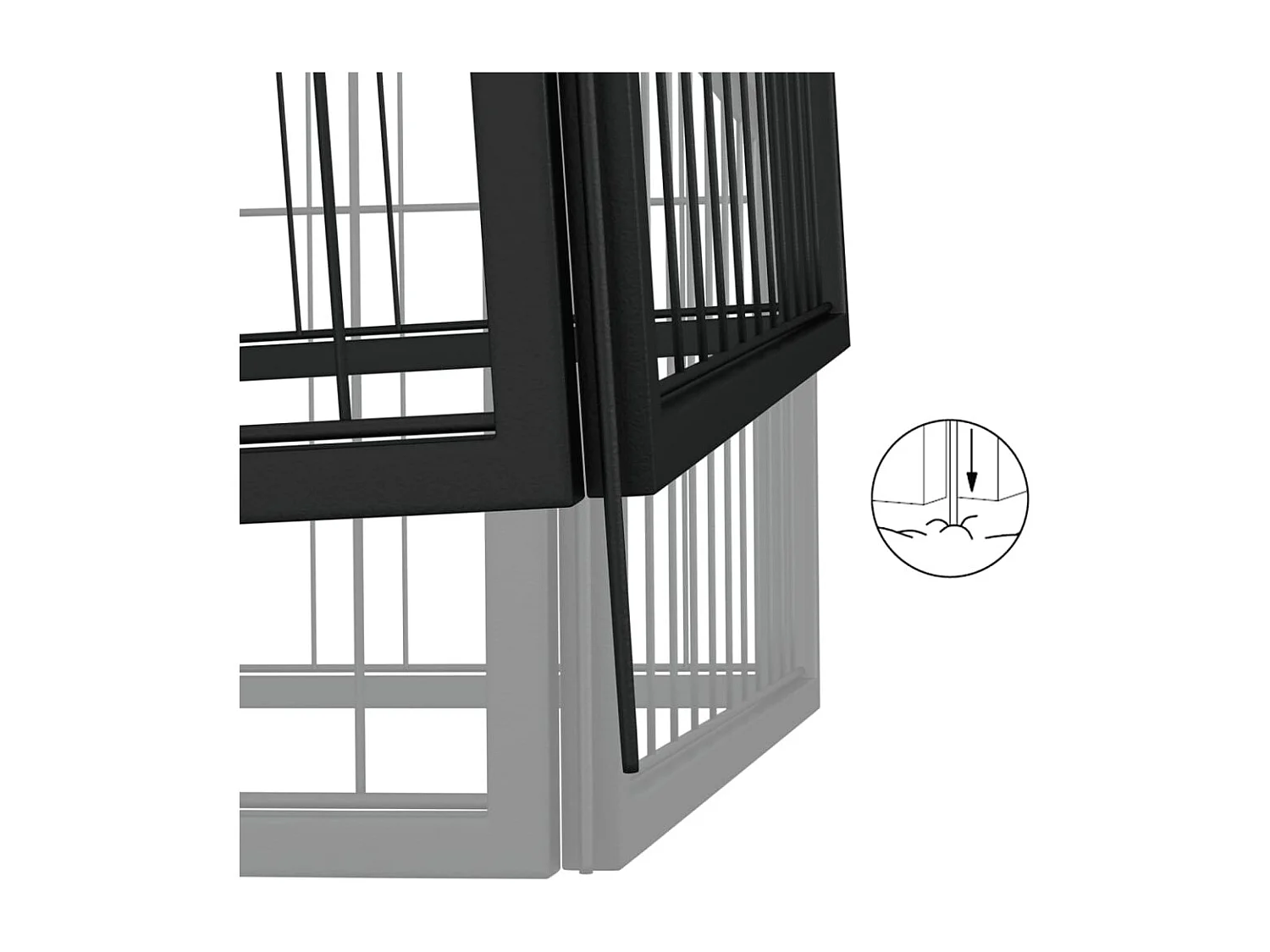 Cercadinho para cães 42 painéis 50 x 100 cm aço revestido a pó preto 02_0043644