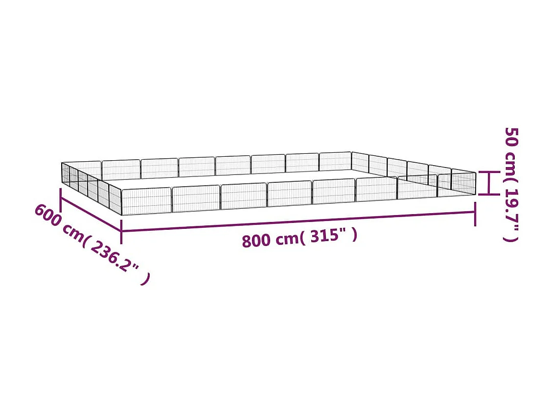 Parque para perros 28 paneles 100 x 50 cm acero con revestimiento de polvo negro 02_0043624