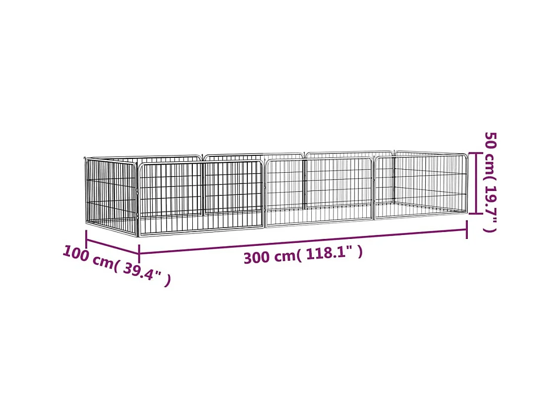 Parc pour chien 8 noire 300 x 100 x 50 cm 02_0043648