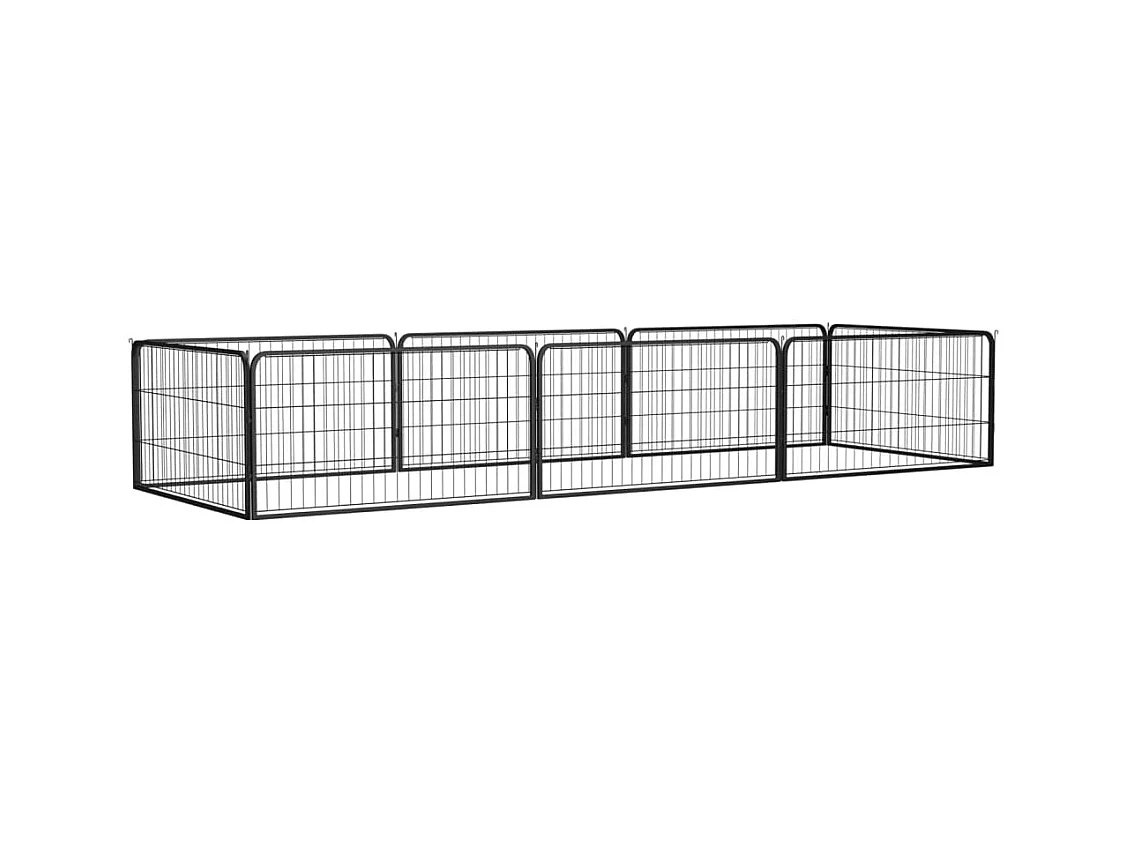 Parque para perros 8 paneles 100 x 50 cm acero con revestimiento de polvo negro 02_0043648