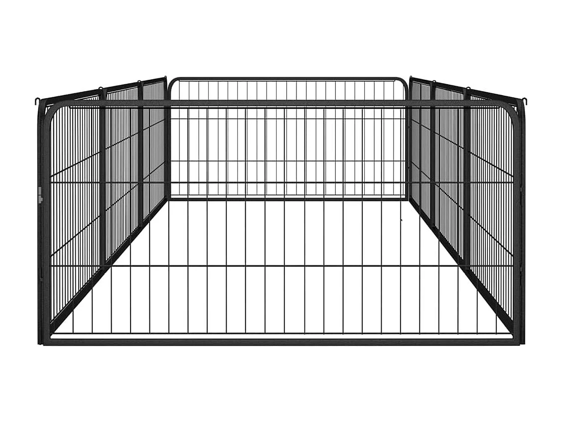 Parque para perros 8 paneles 100 x 50 cm acero con revestimiento de polvo negro 02_0043648