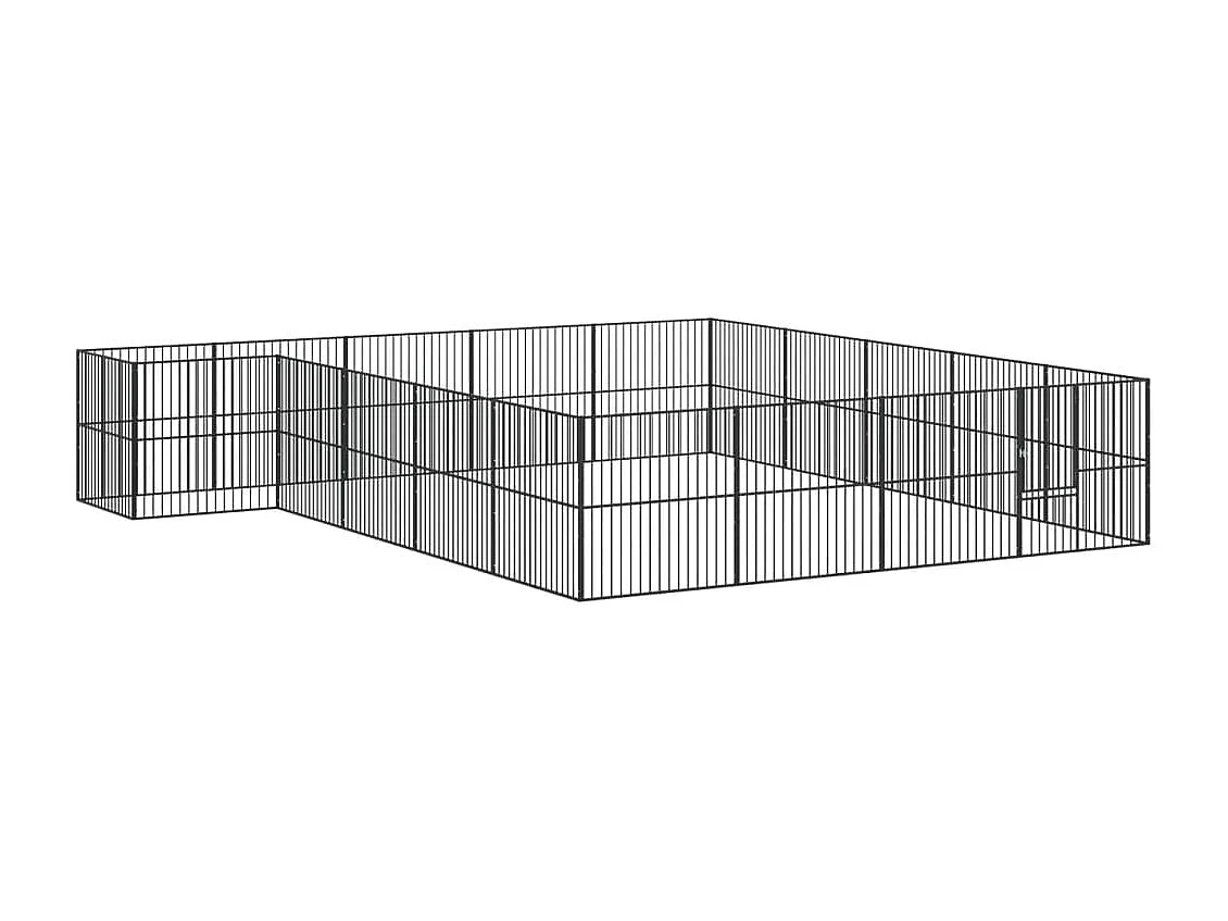 Parque para perros 20 paneles de acero galvanizado negro 02_0043614