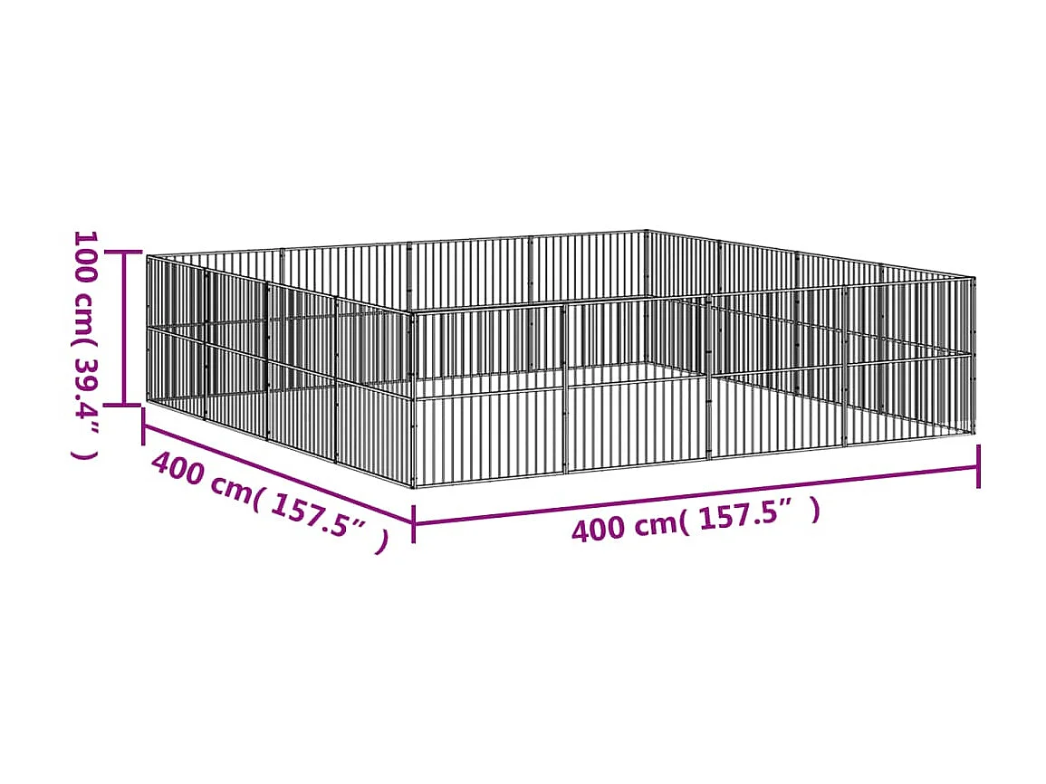 Parc pour chien 16 noire 400 x 400 x 100 cm 02_0043609