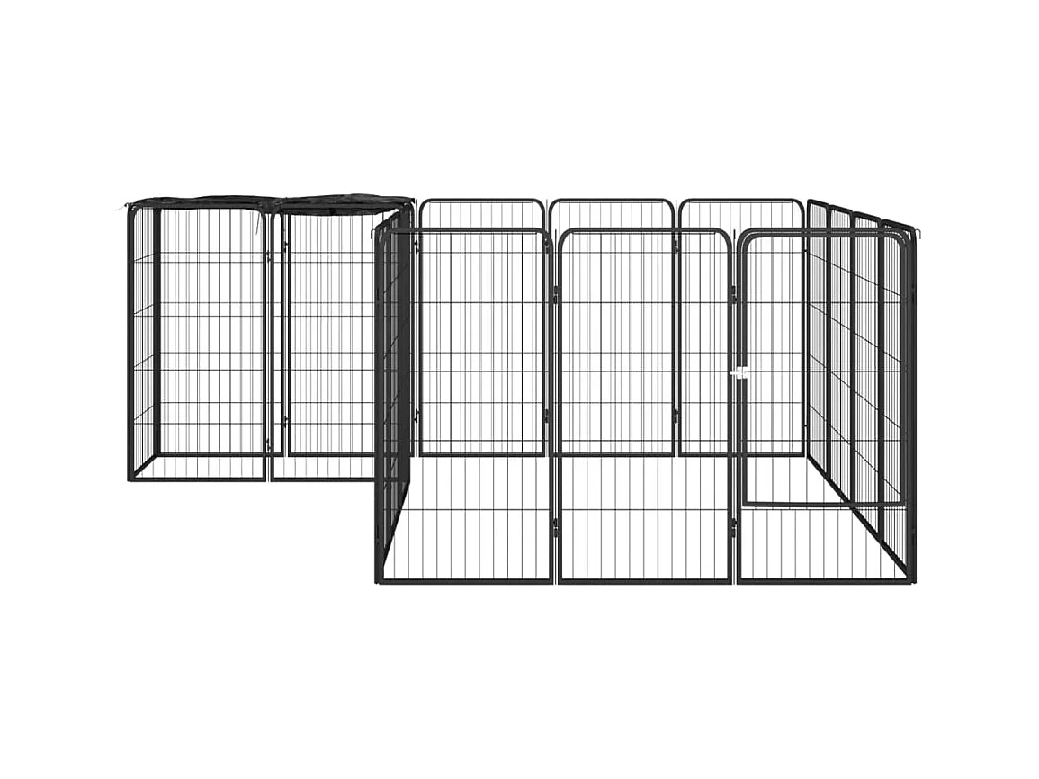 Cercadinho para cães 18 painéis 50 x 100cm aço revestido a pó preto 02_0043613