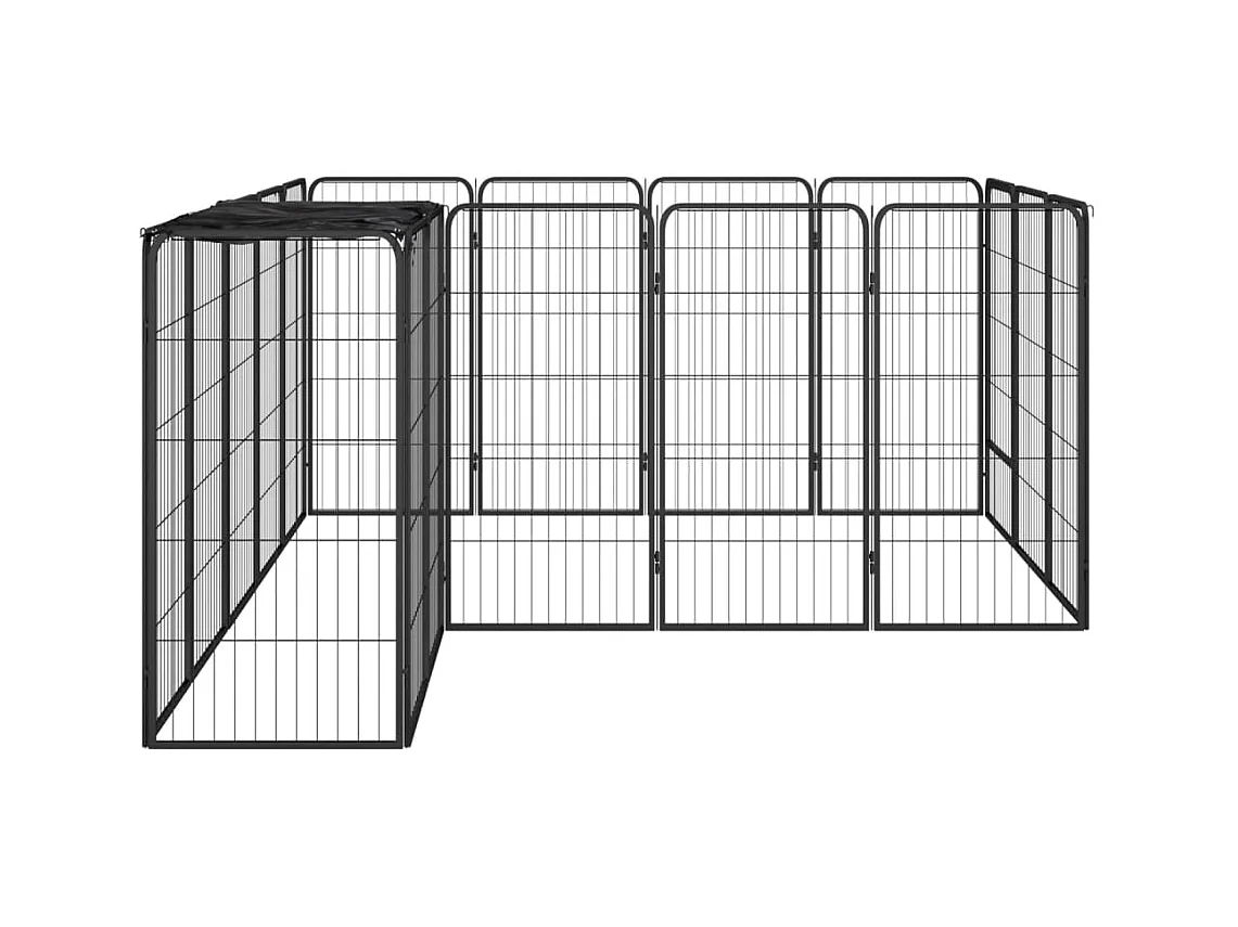 Cercadinho para cães 18 painéis 50 x 100cm aço revestido a pó preto 02_0043613
