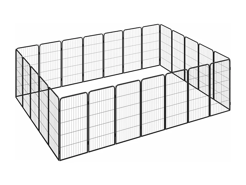 Cercadinho para cães 24 painéis 50 x 100cm aço revestido a pó preto 02_0043622