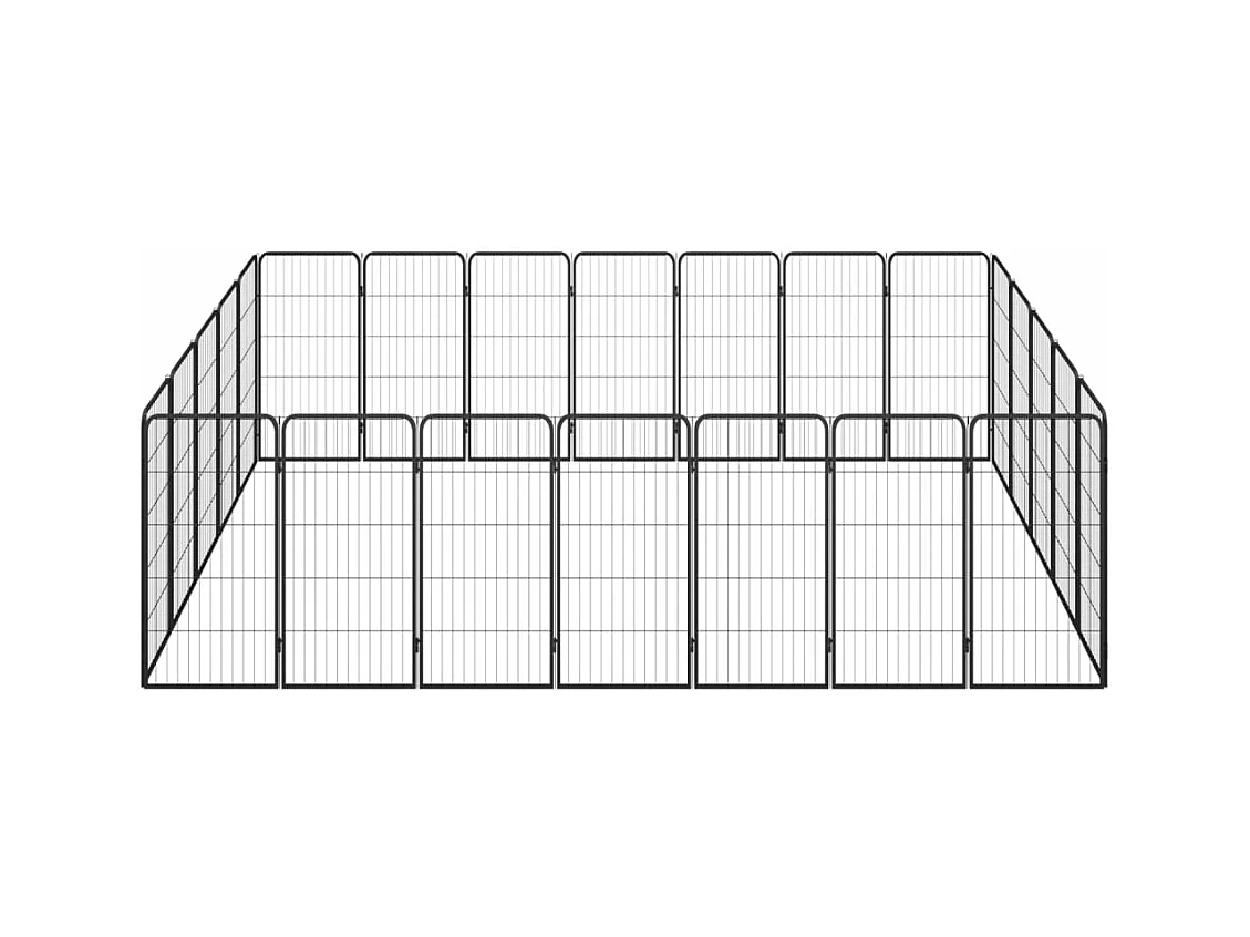 Cercadinho para cães 24 painéis 50 x 100cm aço revestido a pó preto 02_0043622