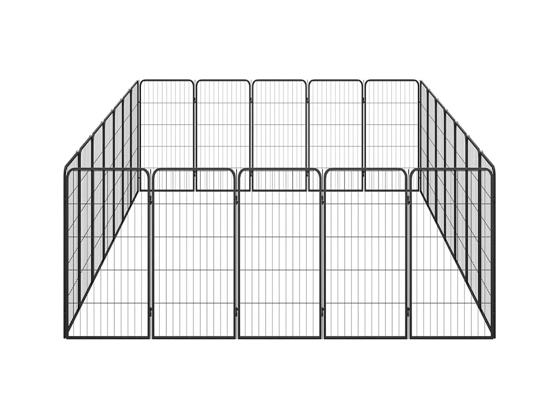 Cercadinho para cães 24 painéis 50 x 100cm aço revestido a pó preto 02_0043622