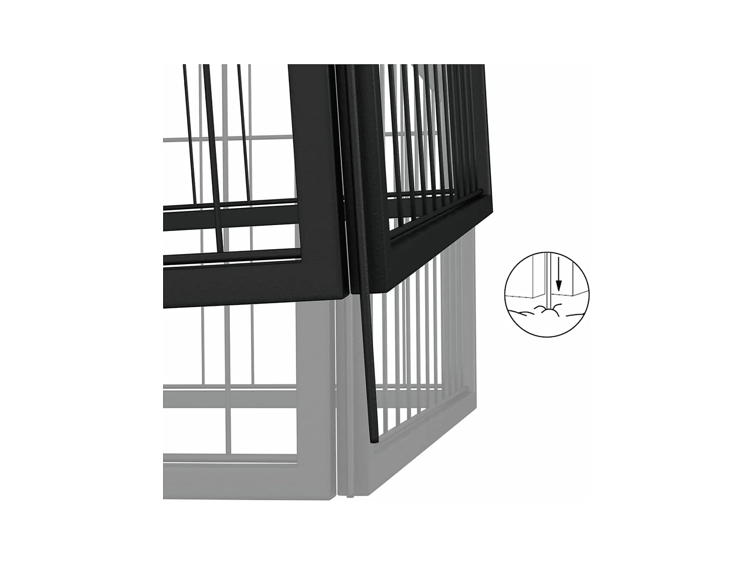 Cercadinho para cães 24 painéis 50 x 100cm aço revestido a pó preto 02_0043622