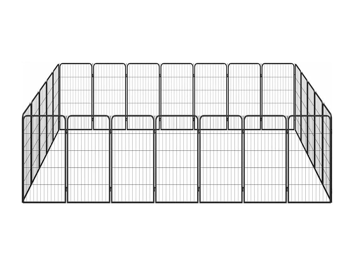 Cercadinho para cães 24 painéis 50 x 100cm aço revestido a pó preto 02_0043622