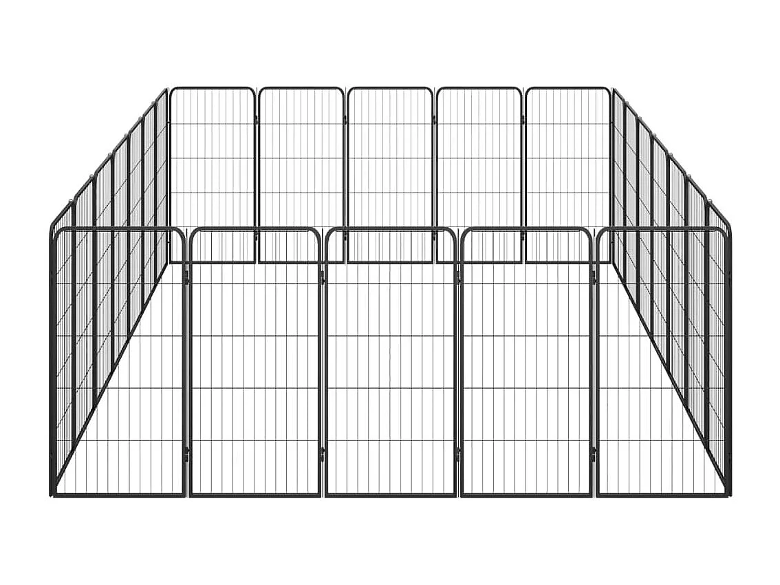 Cercadinho para cães 24 painéis 50 x 100cm aço revestido a pó preto 02_0043622