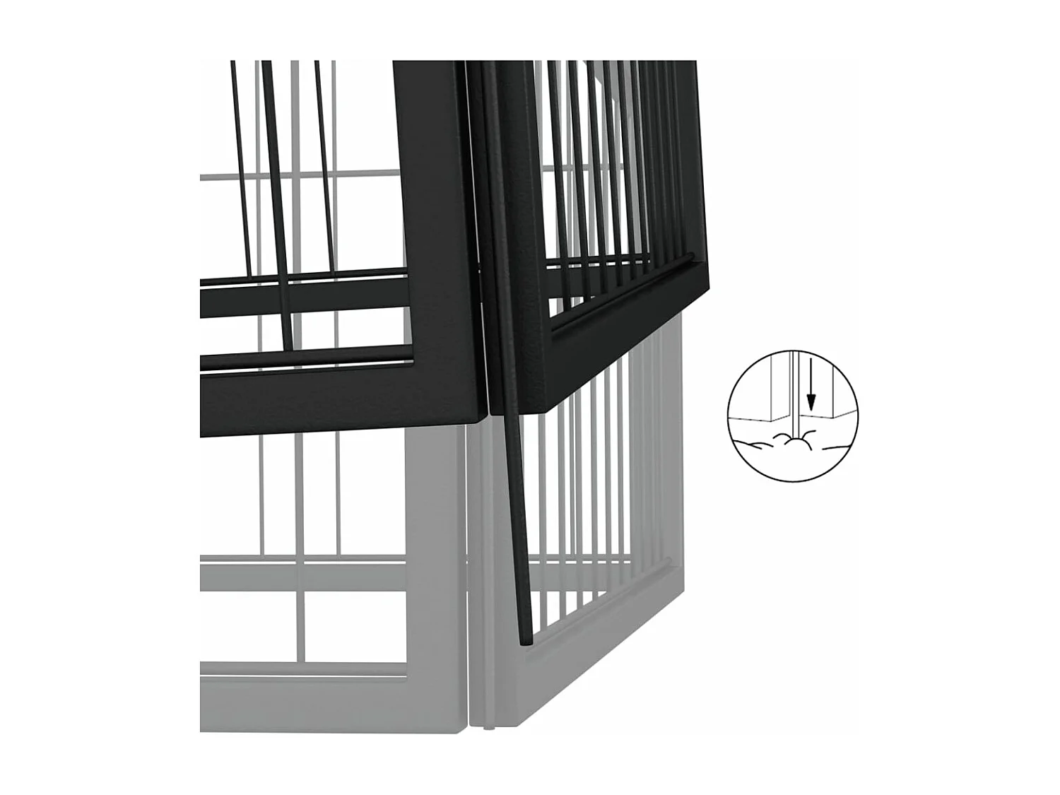 Cercadinho para cães 24 painéis 50 x 100cm aço revestido a pó preto 02_0043622