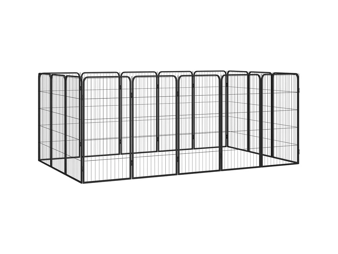 Cercadinho para cães 16 painéis 50 x 100cm aço revestido a pó preto 02_0043612