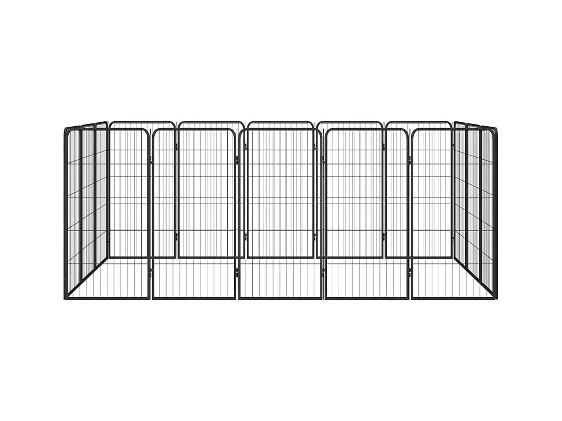 Cercadinho para cães 16 painéis 50 x 100cm aço revestido a pó preto 02_0043612