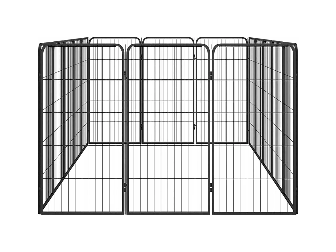 Cercadinho para cães 16 painéis 50 x 100cm aço revestido a pó preto 02_0043612