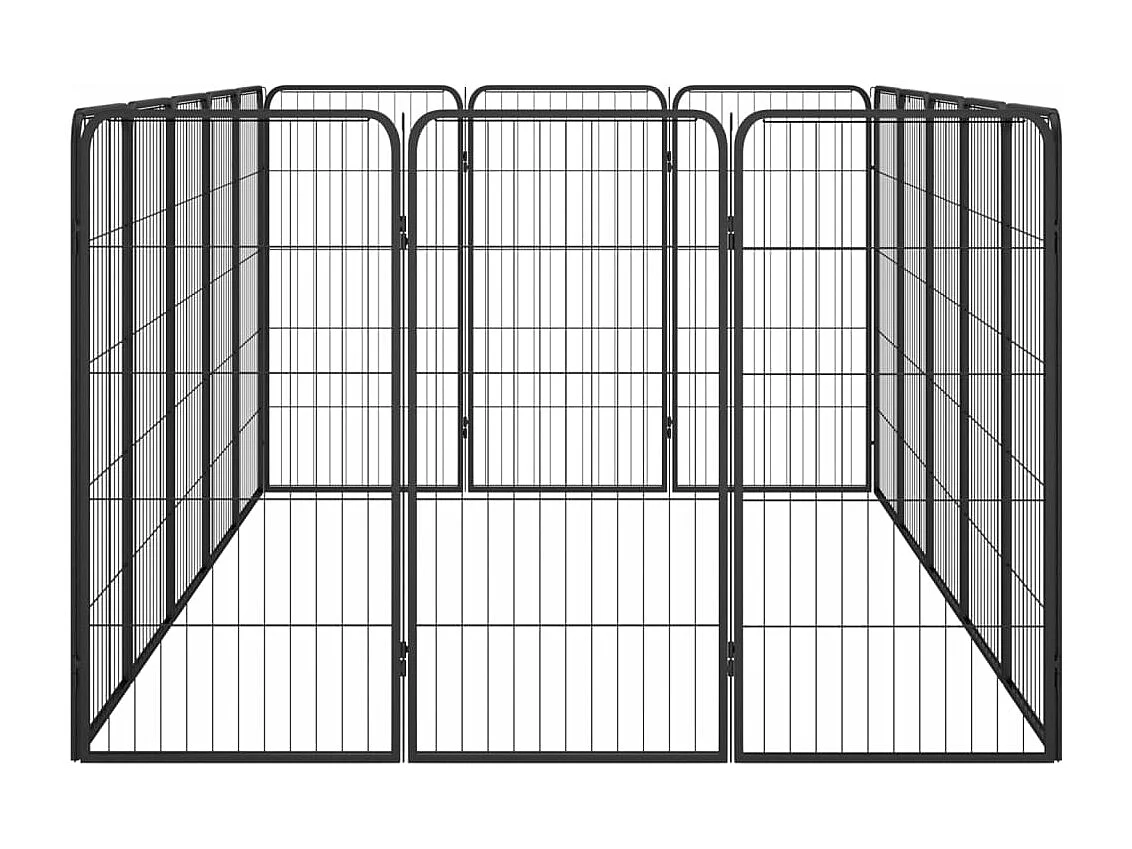 Cercadinho para cães 16 painéis 50 x 100cm aço revestido a pó preto 02_0043612