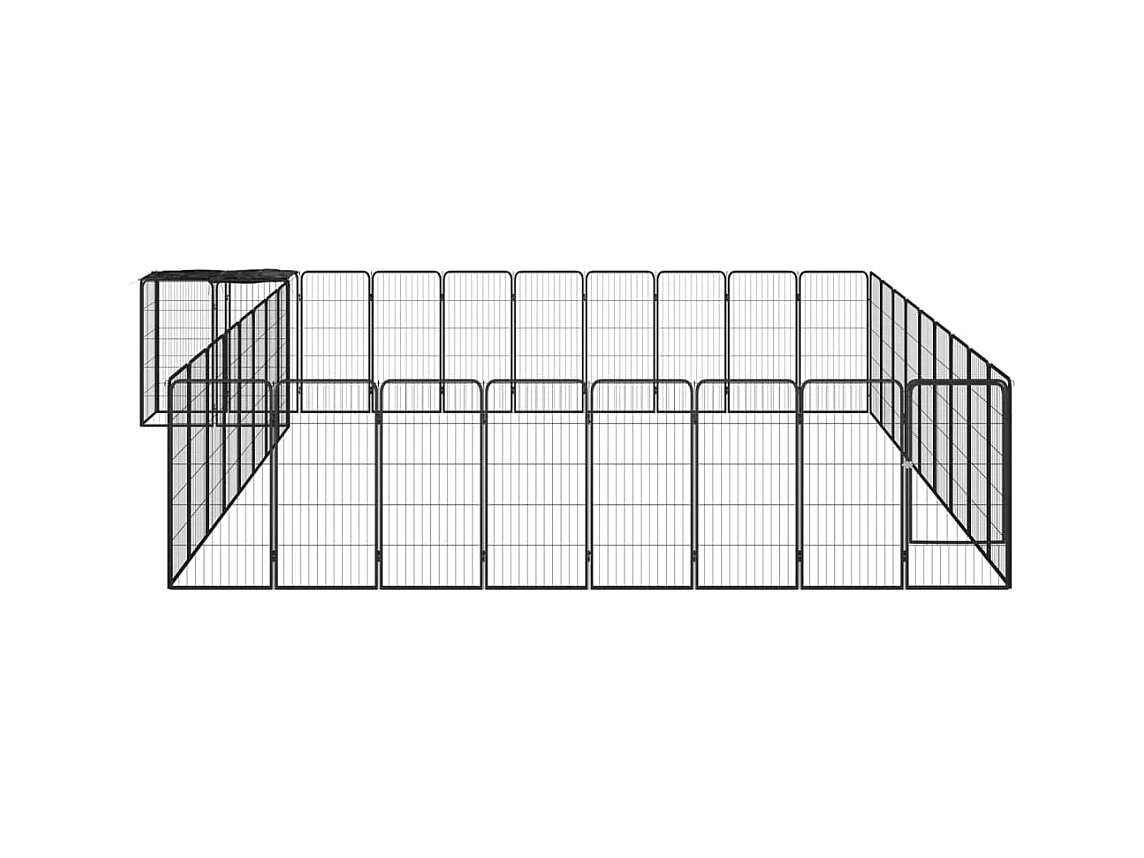 Cercadinho para cães 38 painéis 50 x 100cm aço revestido a pó preto 02_0043635