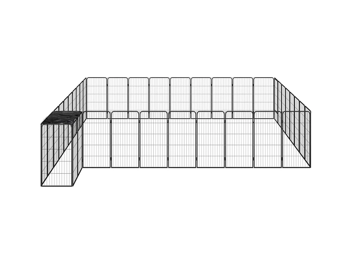 Cercadinho para cães 38 painéis 50 x 100cm aço revestido a pó preto 02_0043635
