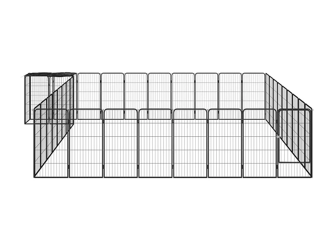 Cercadinho para cães 38 painéis 50 x 100cm aço revestido a pó preto 02_0043635