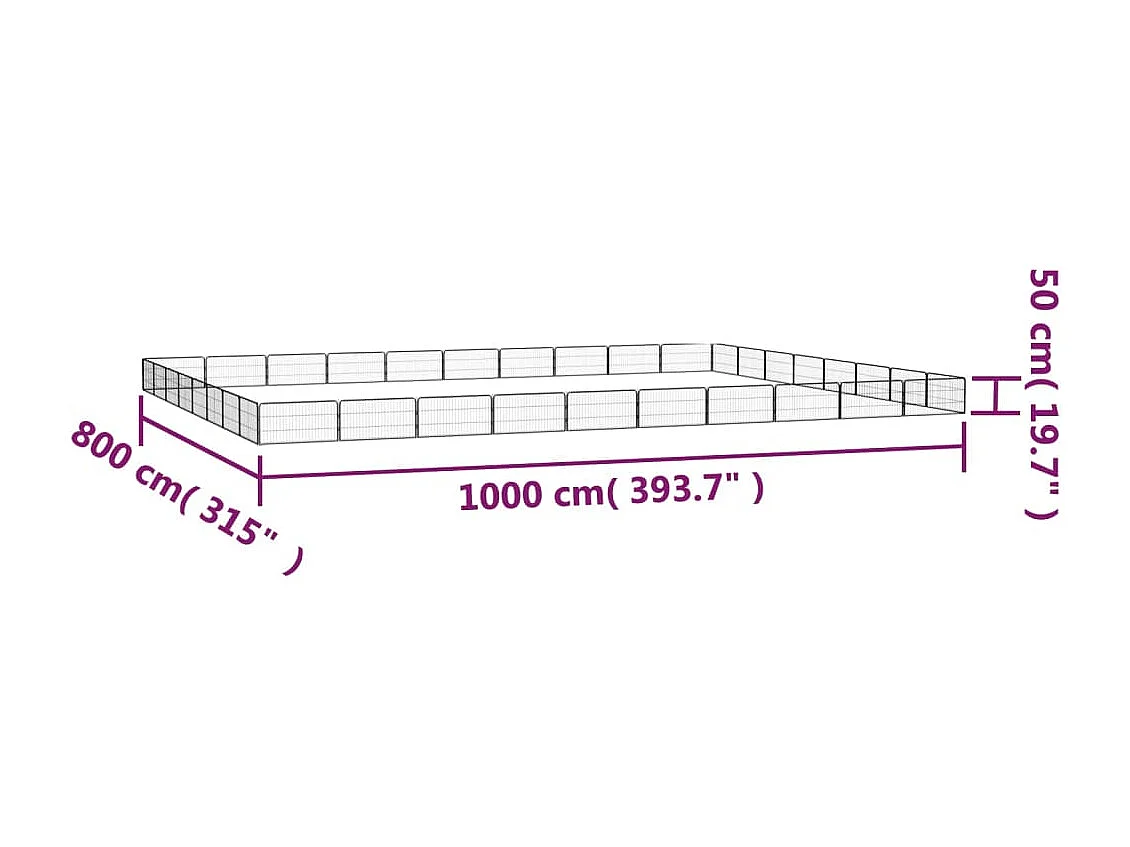 Parque para perros 36 paneles 100 x 50 cm acero con revestimiento de polvo negro 02_0043633