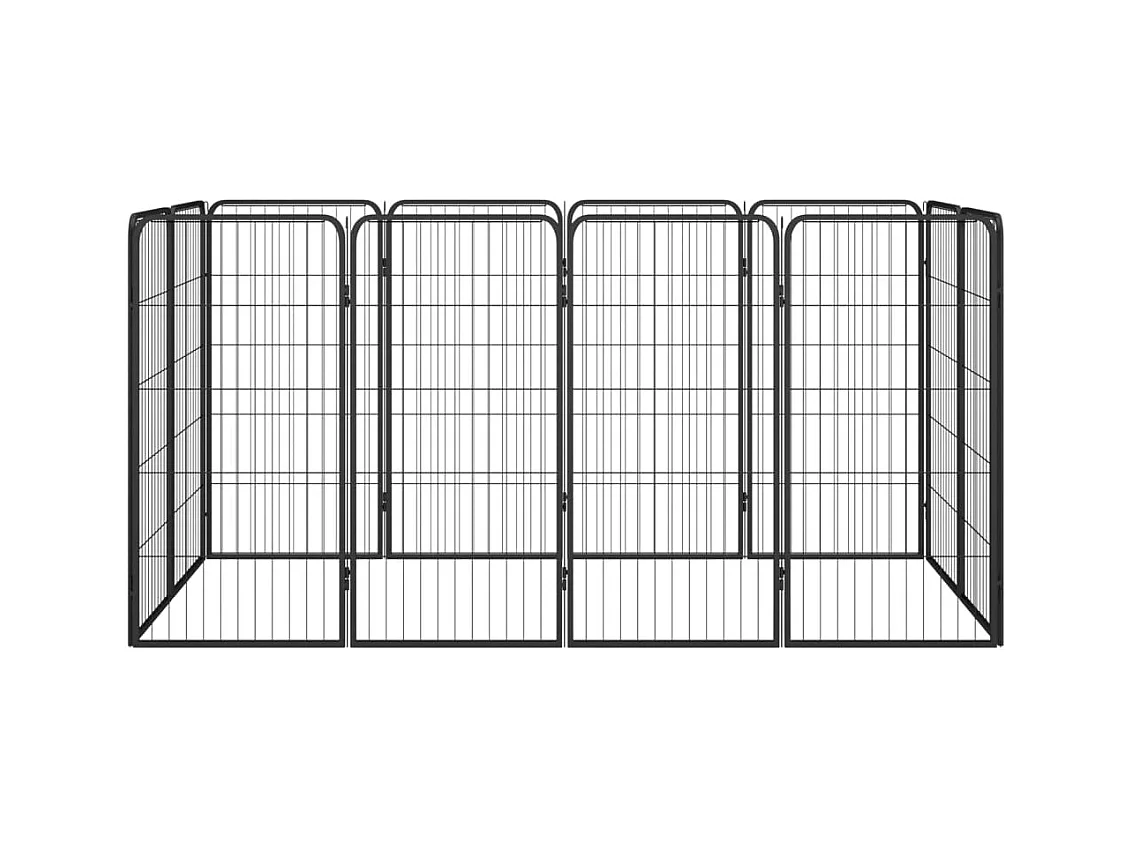 Cercadinho para cães 12 painéis 50 x 100cm aço revestido a pó preto 02_0043604