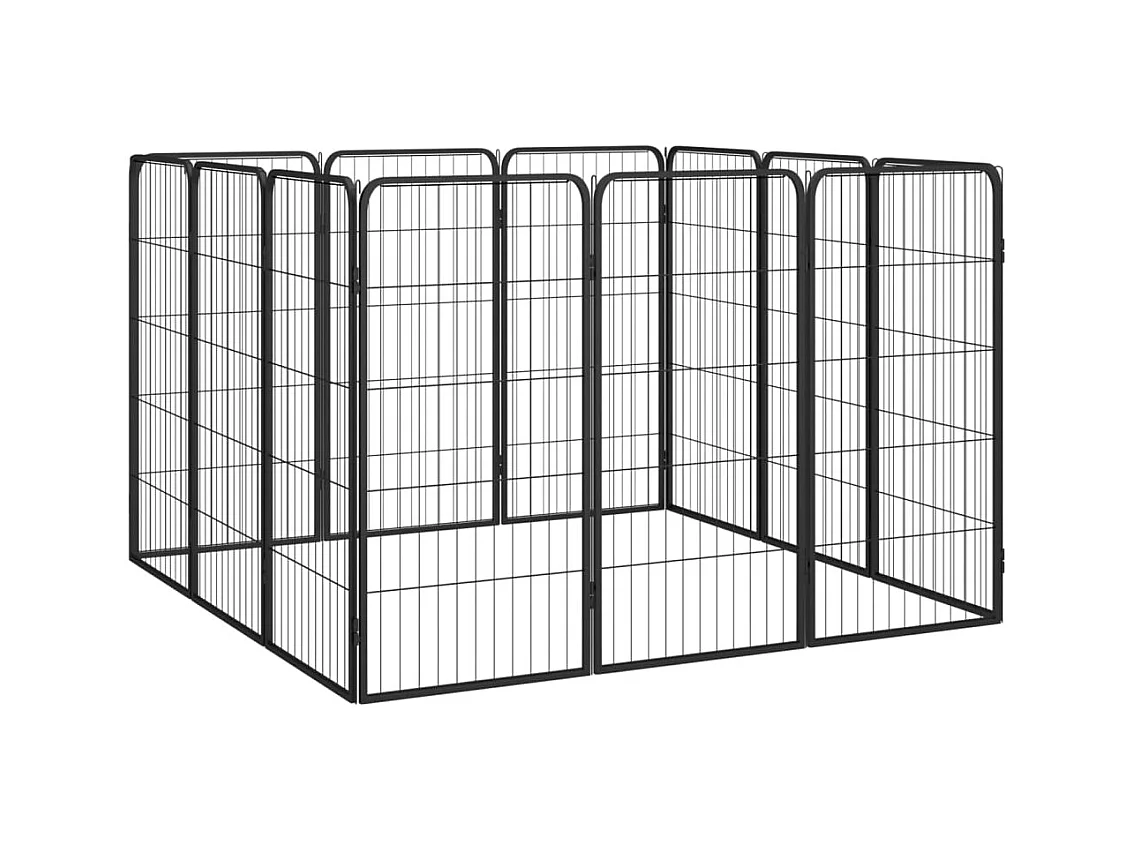 Cercadinho para cães 12 painéis 50 x 100cm aço revestido a pó preto 02_0043604