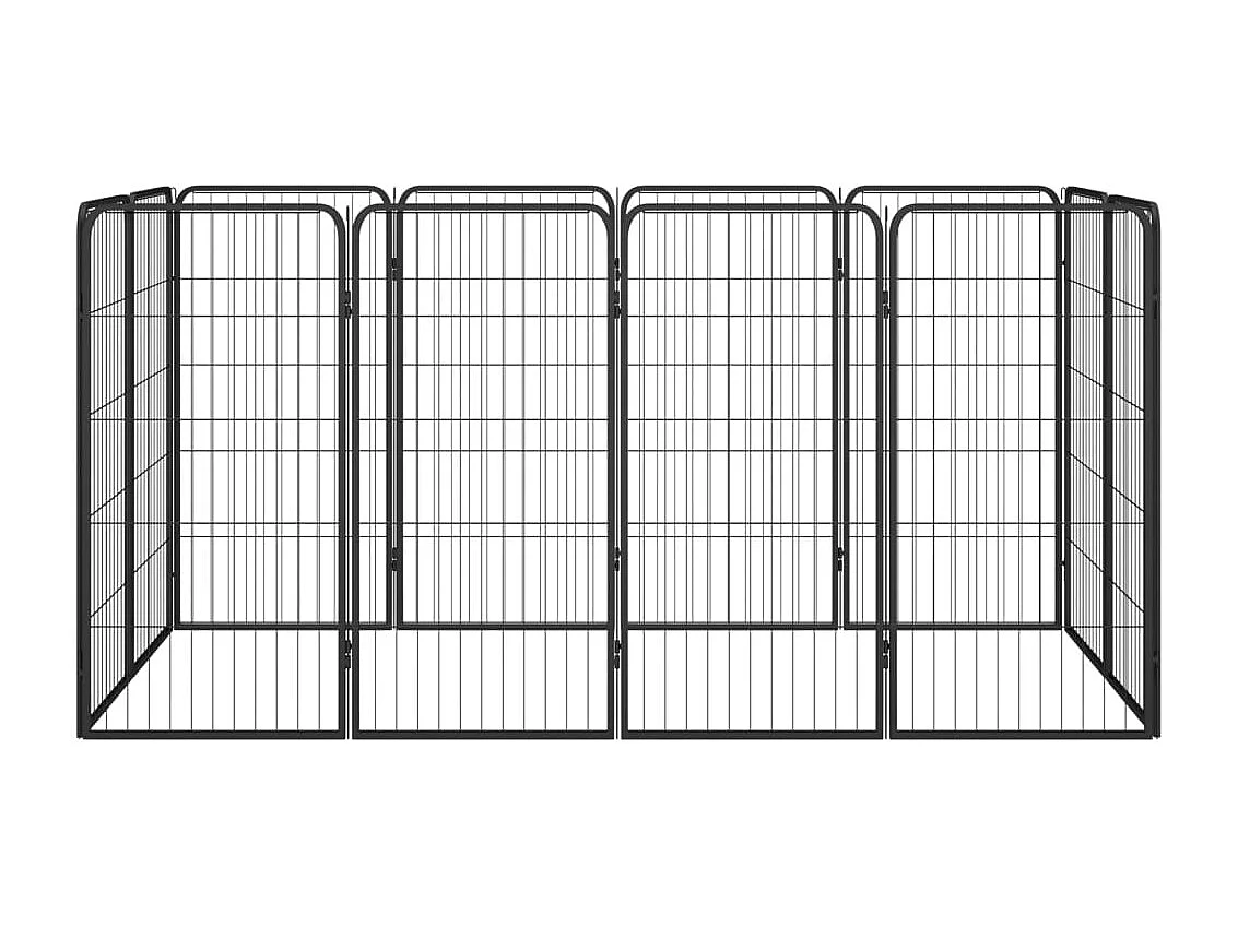 Cercadinho para cães 12 painéis 50 x 100cm aço revestido a pó preto 02_0043604