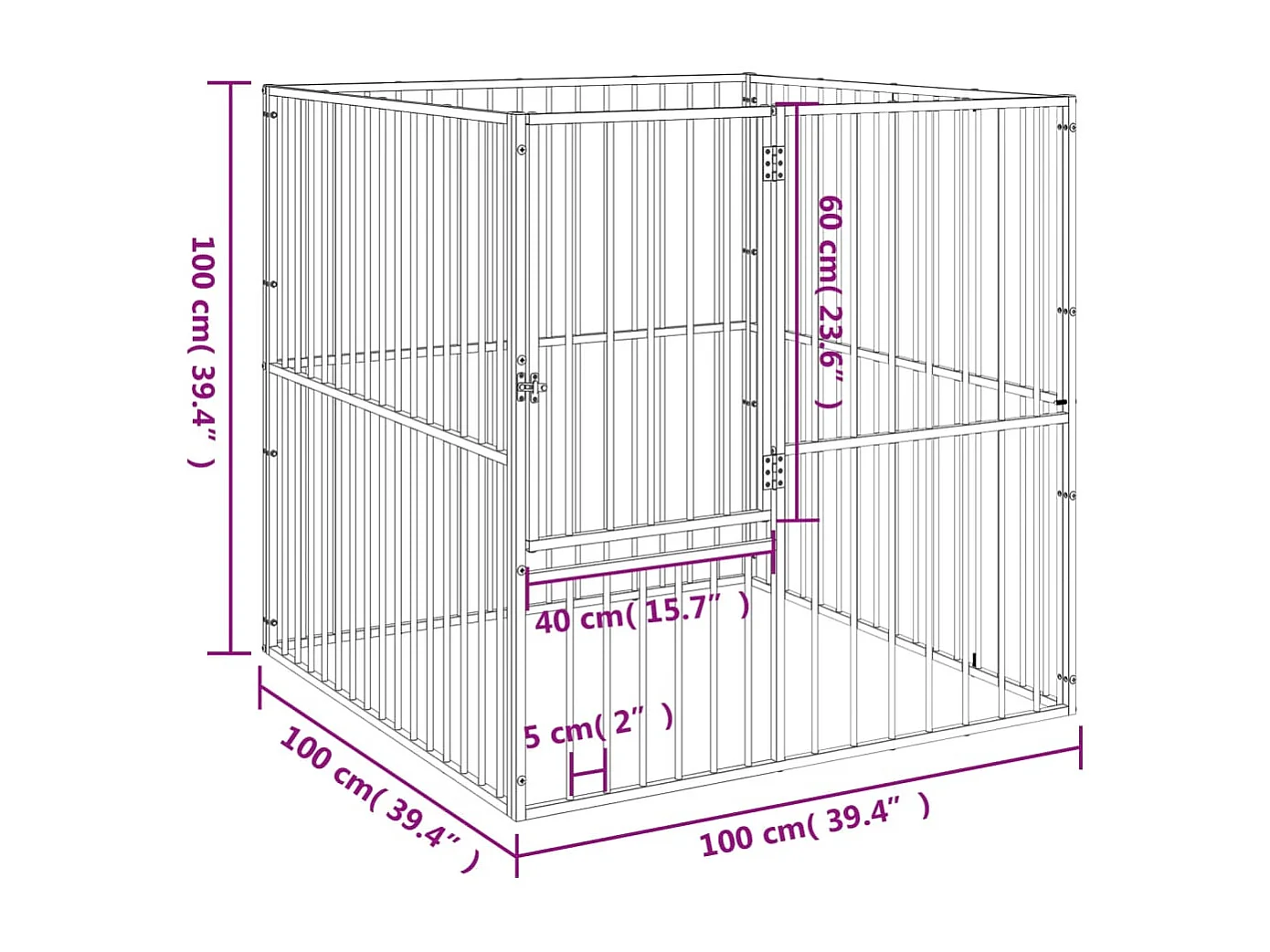 Parc pour chien 4 noire 100 x 100 x 100 cm 02_0043639