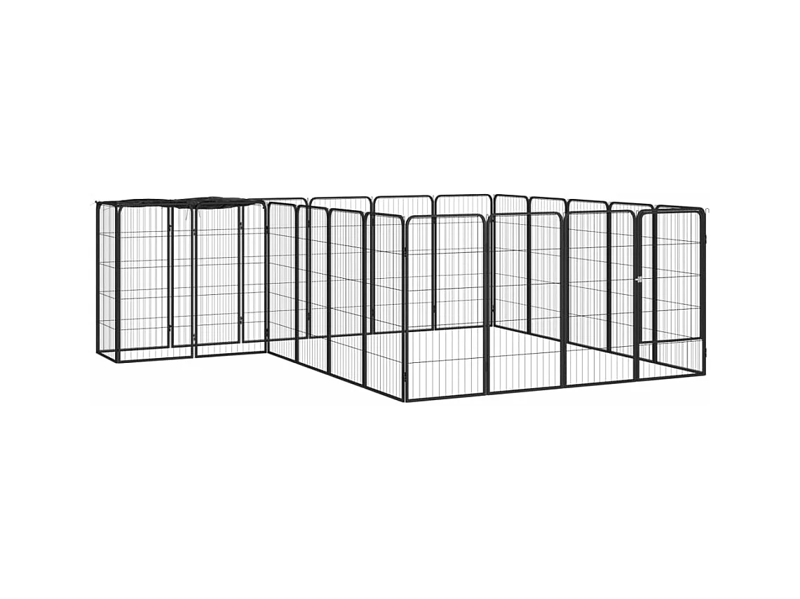 Cercadinho para cães 22 painéis 50 x 100cm aço revestido a pó preto 02_0043619