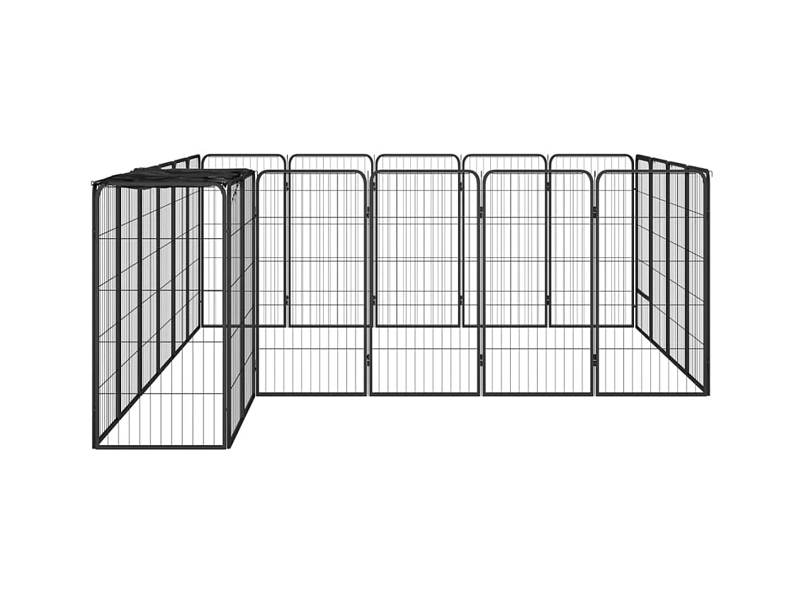Cercadinho para cães 22 painéis 50 x 100cm aço revestido a pó preto 02_0043619