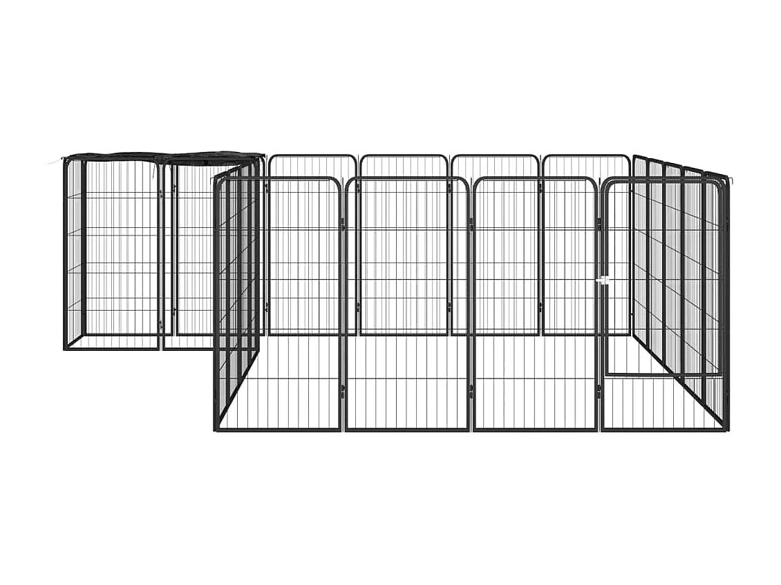 Cercadinho para cães 22 painéis 50 x 100cm aço revestido a pó preto 02_0043619
