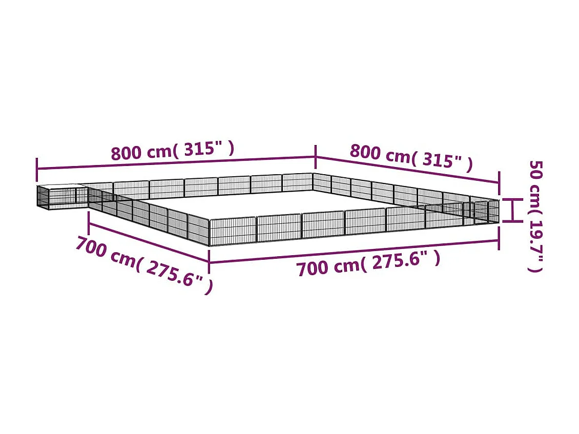 Parque para perros 32 paneles 100 x 50 cm acero con revestimiento de polvo negro 02_0043629