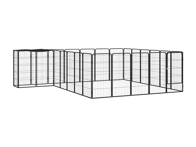 Cercadinho para cães 26 painéis 50 x 100cm aço revestido a pó preto 02_0043623