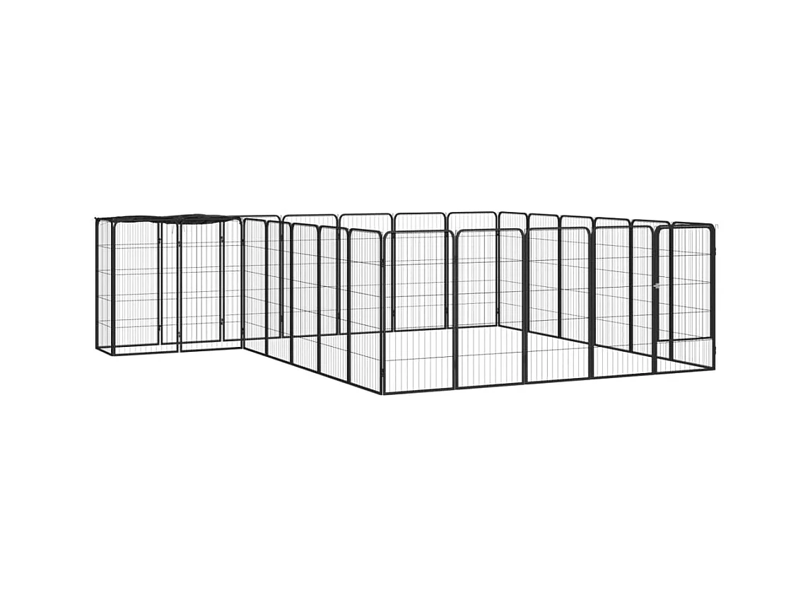 Cercadinho para cães 26 painéis 50 x 100cm aço revestido a pó preto 02_0043623