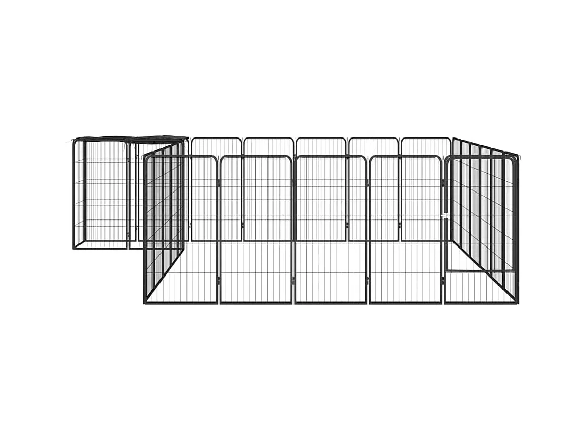 Cercadinho para cães 26 painéis 50 x 100cm aço revestido a pó preto 02_0043623