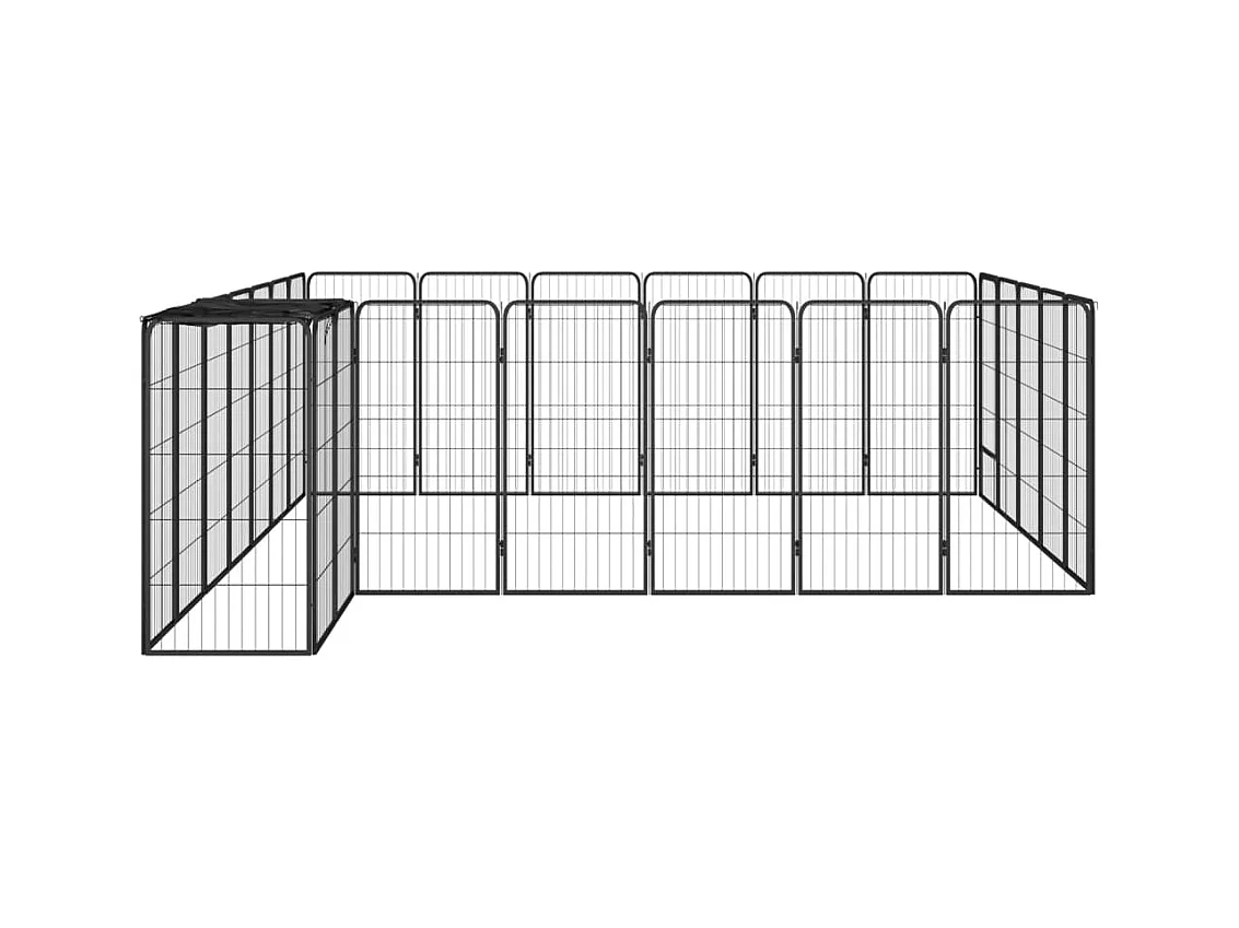 Cercadinho para cães 26 painéis 50 x 100cm aço revestido a pó preto 02_0043623