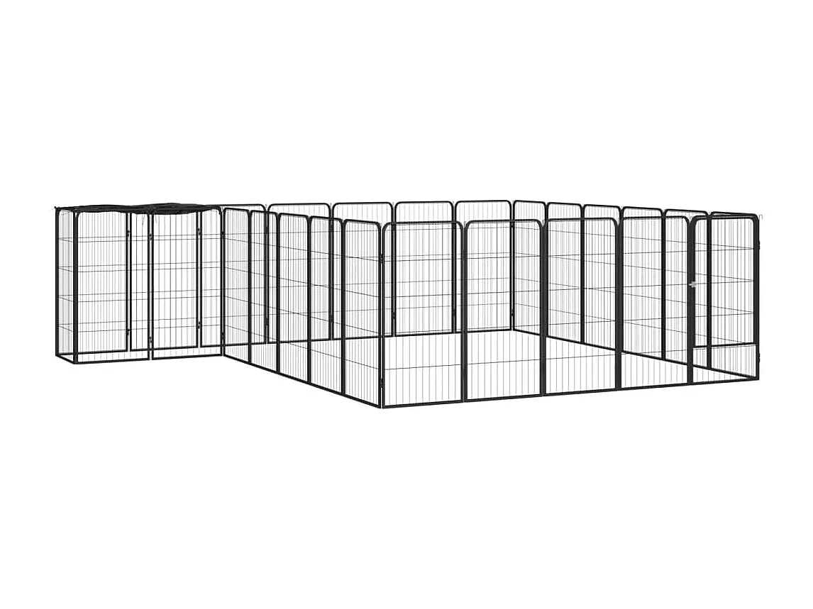 Cercadinho para cães 26 painéis 50 x 100cm aço revestido a pó preto 02_0043623