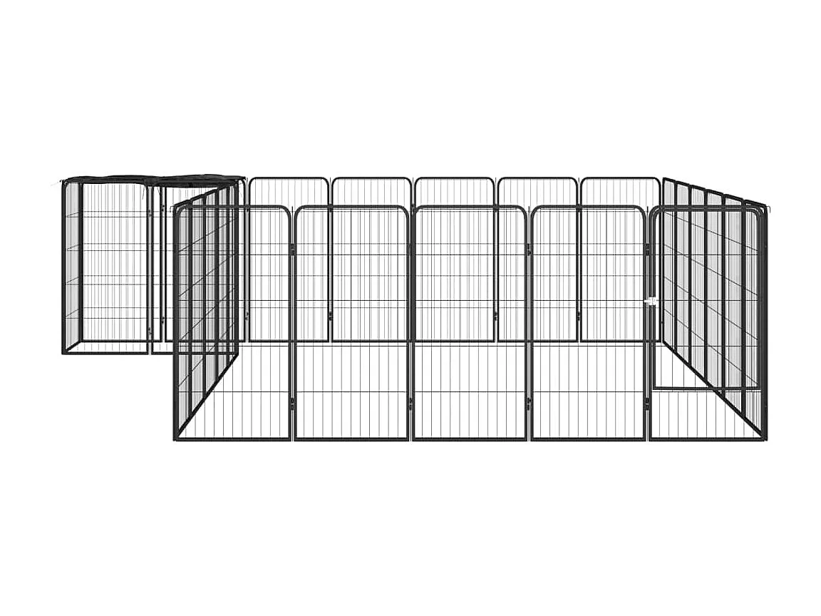 Cercadinho para cães 26 painéis 50 x 100cm aço revestido a pó preto 02_0043623