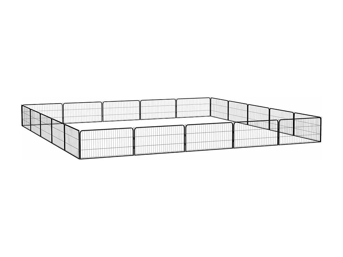 Parque para perros 20 paneles 100 x 50 cm acero con revestimiento de polvo negro 02_0043616