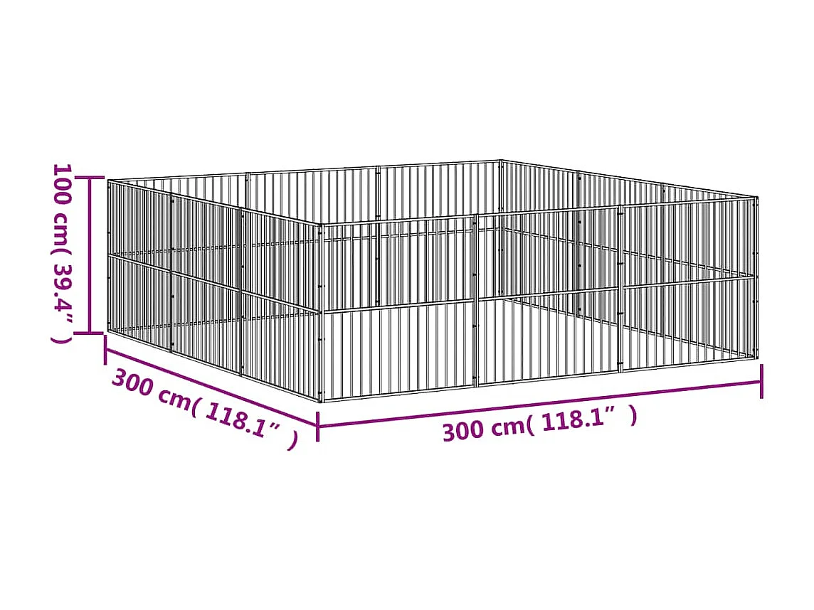 Parque para perros 12 paneles acero galvanizado negro 02_0043606