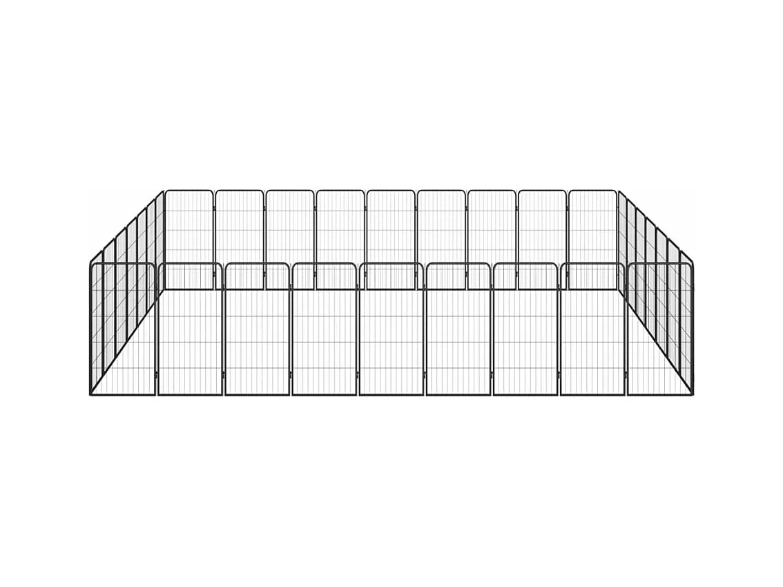 Cercadinho para cães 32 painéis 50 x 100cm aço revestido a pó preto 02_0043630