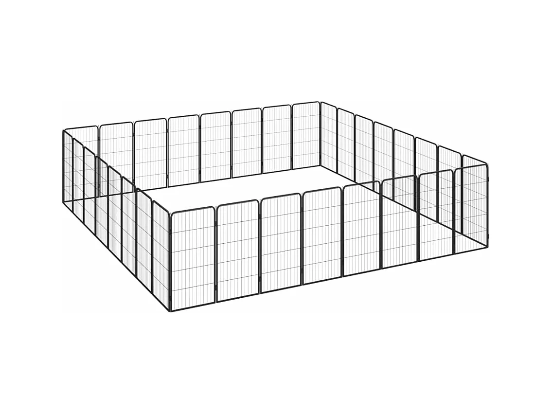 Cercadinho para cães 32 painéis 50 x 100cm aço revestido a pó preto 02_0043630