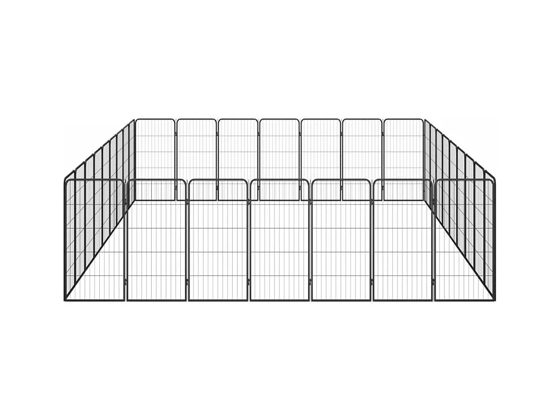 Cercadinho para cães 32 painéis 50 x 100cm aço revestido a pó preto 02_0043630