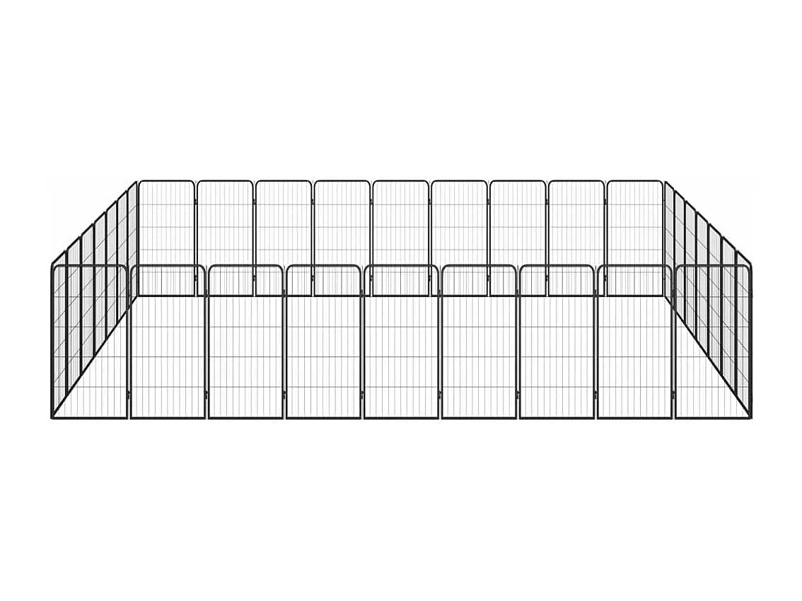 Cercadinho para cães 32 painéis 50 x 100cm aço revestido a pó preto 02_0043630