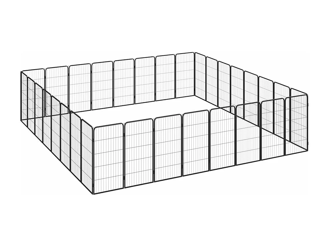 Cercadinho para cães 32 painéis 50 x 100cm aço revestido a pó preto 02_0043630