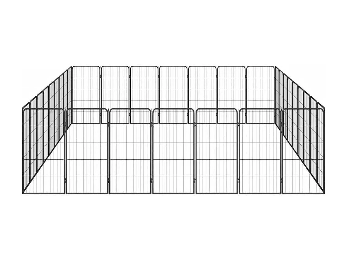 Cercadinho para cães 32 painéis 50 x 100cm aço revestido a pó preto 02_0043630
