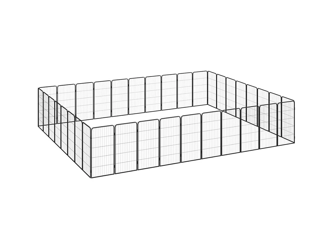 Cercadinho para cães 36 painéis 50 x 100 cm aço revestido a pó preto 02_0043634