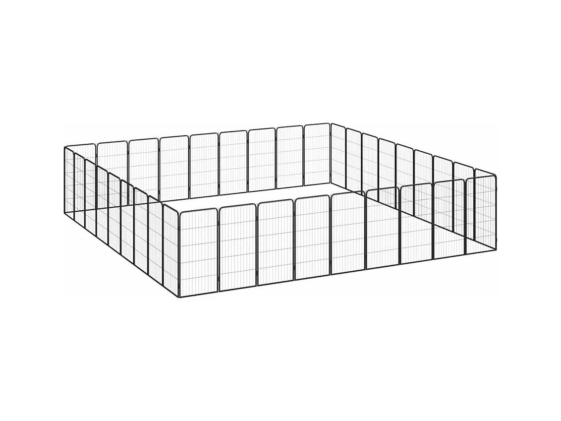 Cercadinho para cães 36 painéis 50 x 100 cm aço revestido a pó preto 02_0043634