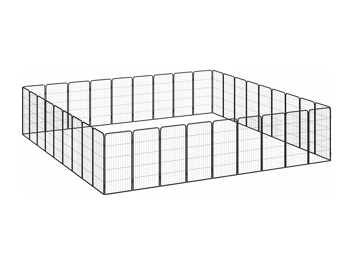 Cercadinho para cães 36 painéis 50 x 100 cm aço revestido a pó preto 02_0043634